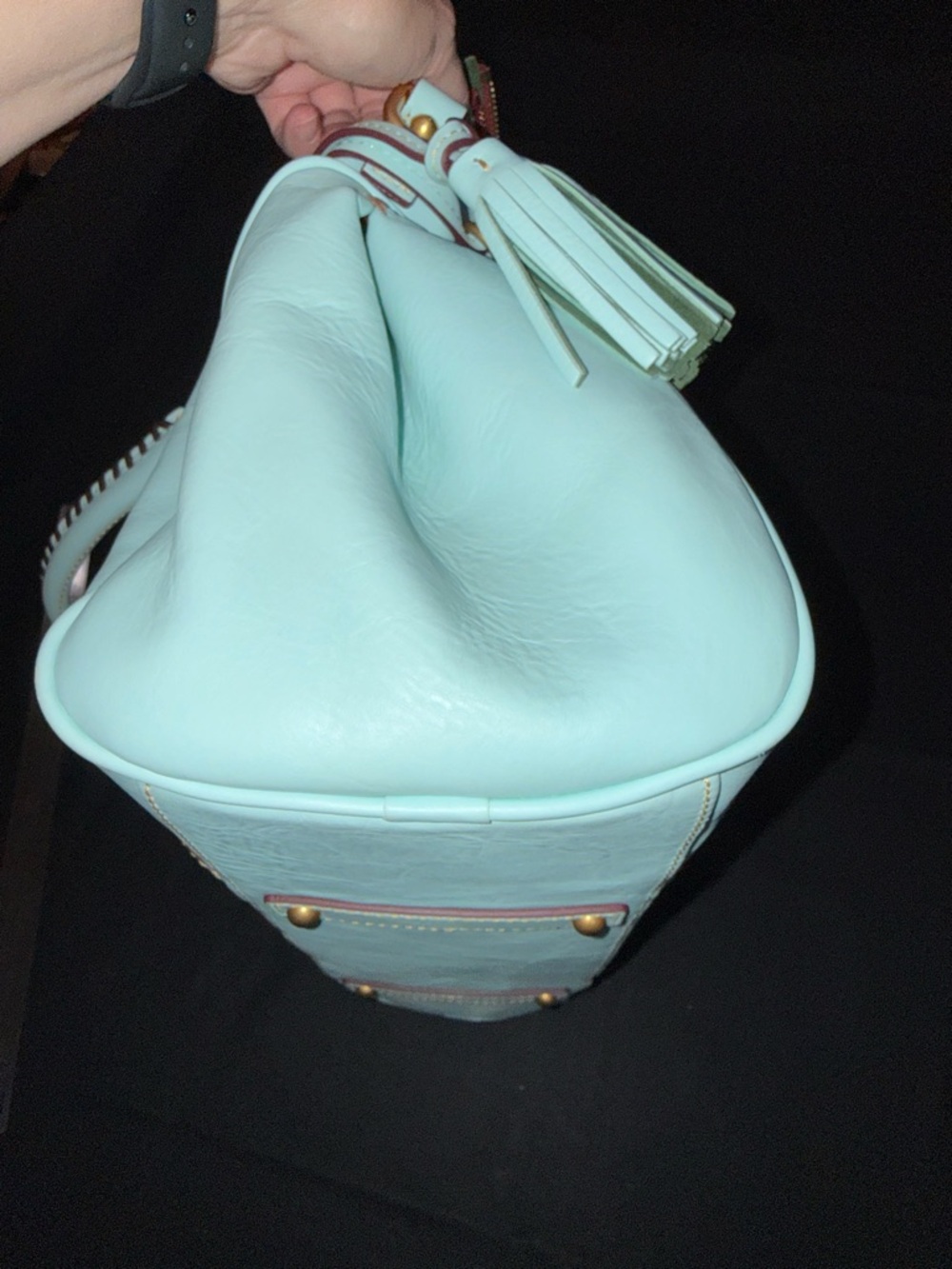 Dooney & Bourke Light Blue Large Florentine Leather Satchel - Picture 8 of 13